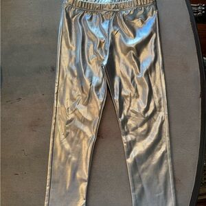 Pink Chicken Metallic Silver Kids Leggings